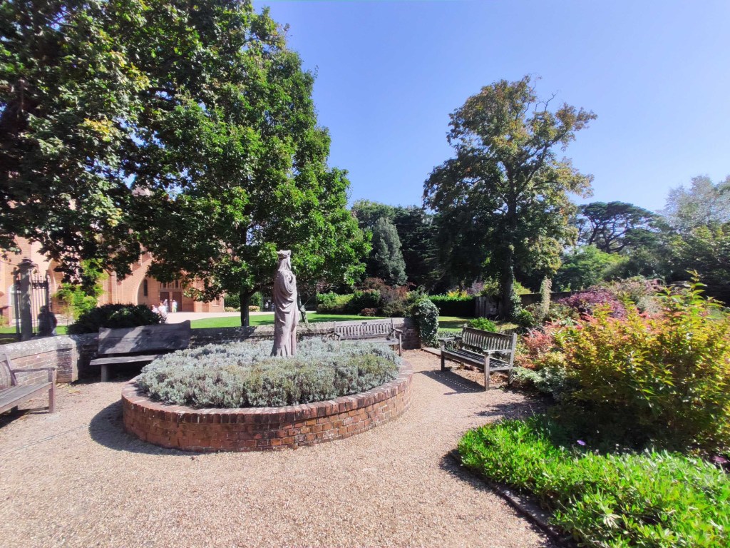 Ultra-wide angle view of monastery grounds