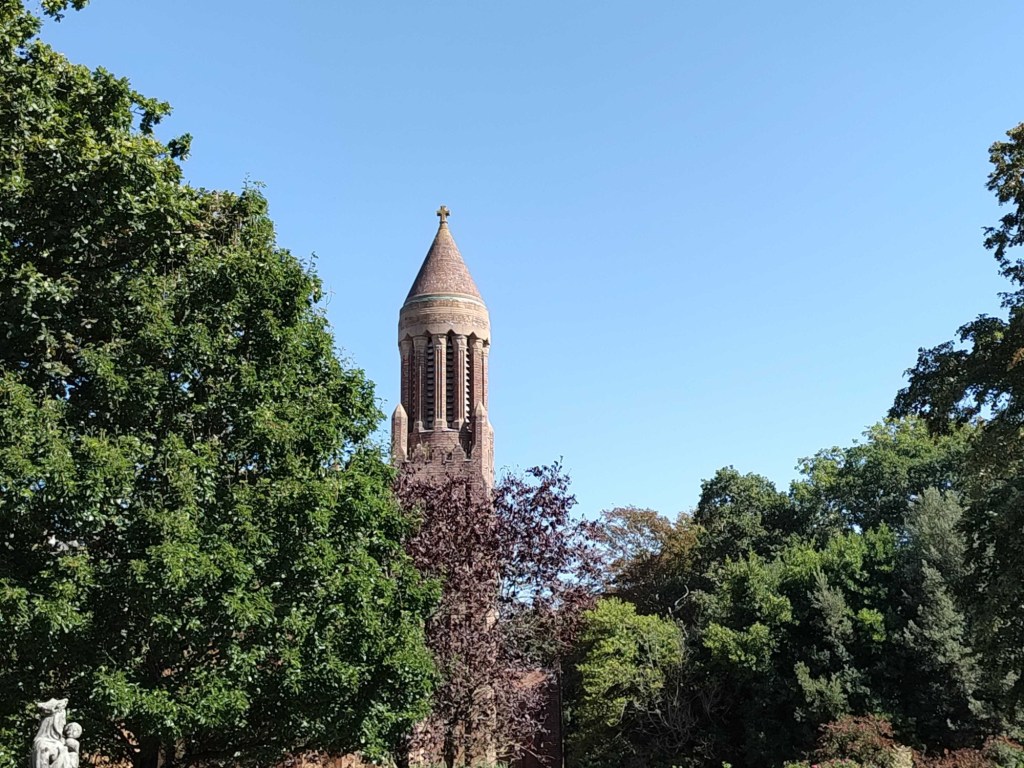 Zoomed in image of the monastery tower